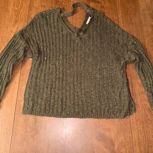SO Women's V-Neck Sweater in Forest Green